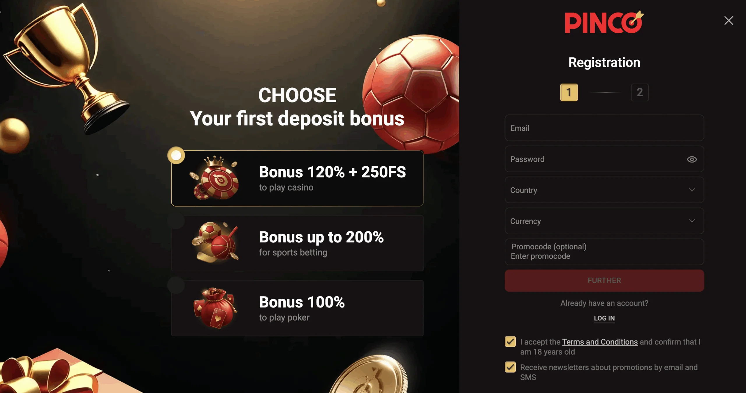 pinco casino registration